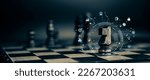 Small photo of Chess pieces and teamwork with graphic icons concepts of leadership or wining to challenge or battle fighting of business team player and strategy and risk management or human resource.