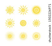 Set Of Yellow Spiral Sun Logo...