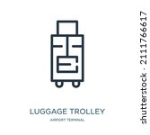 Luggage Trolley Thin Line Icon. ...
