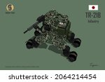 Japanese army infantry robot ground combat units in modern warfare, 3D illustration