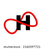 h with red infinite monogram. h ... | Shutterstock .eps vector #2160397721