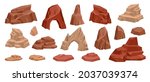 desert rock cartoon vector set  ... | Shutterstock .eps vector #2037039374