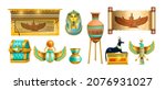 egypt ancient treasure icon set ... | Shutterstock .eps vector #2076931027