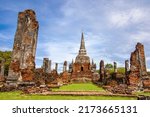 Small photo of The ruin of hall in Wat Phra Si Sanphet, which means "Temple of the Holy, Splendid Omniscient", was the holiest temple in Ayutthaya Thailand.
