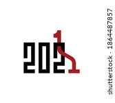 2021 cross finger wishing luck... | Shutterstock .eps vector #1864487857
