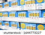 Small photo of Los Angeles, California, United States - 02-08-2020: A view of several cases of High Noon hard seltzer cans on display at a local big box grocery store.