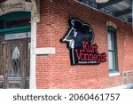 Small photo of Indianapolis, Indiana, USA - October 16, 2021: The sign for the Kurt Vonnegut Museum and Library.