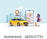 ordering taxi car  rent and... | Shutterstock .eps vector #1820157731