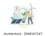 concept of green energy. solar  ... | Shutterstock .eps vector #2068167167
