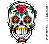 traditional mexican sugar skull.... | Shutterstock .eps vector #1813860554
