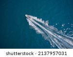 One Boat On Blue Water Drone...