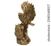 Small photo of Bird owl Antique Marble Bronze golden Retro Mantel Vintage Table clock isolated with Decorative figurine sculpture. Empire Style Decorative Time Pieces Statue for Living Room and Bedrooms.
