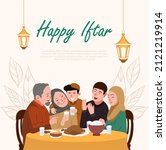 happy iftar moslem family... | Shutterstock .eps vector #2121219914