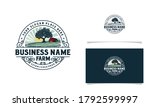 farm logo with mountain sun... | Shutterstock .eps vector #1792599997