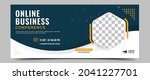 Business webinar horizontal banner template design. Modern banner design with black and white background and yellow frame shape. Usable for banner, cover, and header.
