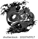 hand drawn and japanese style... | Shutterstock .eps vector #1010765917
