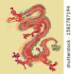 hand drawn red dragon vector... | Shutterstock .eps vector #1582787194