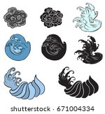 japanese wave for tattoo. hand... | Shutterstock .eps vector #671004334