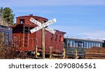 Wooden Red Caboose At A...