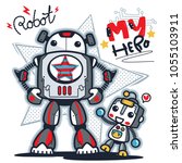 father and son robot cartoon... | Shutterstock .eps vector #1055103911