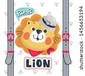 cute lion head wearing safari... | Shutterstock .eps vector #1456653194