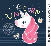 cute magical unicorn cartoon... | Shutterstock .eps vector #1730393434