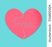 pink broken heart on green... | Shutterstock .eps vector #556800304