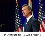 Small photo of Sacramento, CA - March 8, 2022: California Governor Gavin Newsom speaking at the State of the State address in Sacramento, CA.