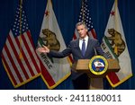 Small photo of Sacramento, CA - Jan 10, 2024: Governor Gavin Newsom introducing and discussing his 2024-25 state budge proposal and answering questions from reporters.