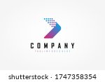 right arrow logo. blue purple... | Shutterstock .eps vector #1747358354
