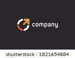 circle arrow up logo. arrow out ... | Shutterstock .eps vector #1821654884