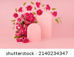 Spring Fresh Pink Roses As Arch ...
