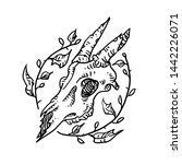 black and white deer art skull... | Shutterstock .eps vector #1442226071