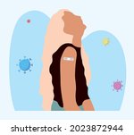people showing vaccinated arm.... | Shutterstock .eps vector #2023872944