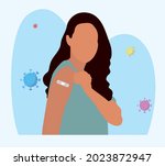 people showing vaccinated arm.... | Shutterstock .eps vector #2023872947