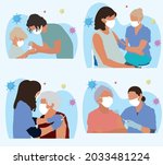 group of people and doctor... | Shutterstock .eps vector #2033481224