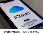 Small photo of Vancouver, CANADA - Nov 19 2022 : Website of iCloud.com (2022 renewal) is seen in an iPhone screen. iCloud is a cloud service from Apple Inc.