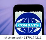 Small photo of KIEV, UKRAINE Sept 13, 2018: COMSAT (Communications Satellite Corporation) logo seen displayed on smart phone