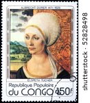 Small photo of CONGO - CIRCA 1988: A stamp printed in Congo shows draw by Albreght Durer "Elspeth Tucher", circa 1988