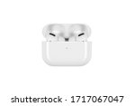 Air Pods Pro. with Wireless Charging Case. New Airpods pro on white background. Airpods Pro.EarPods. white wireless headphones on a white background