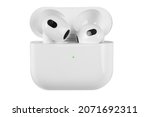 White wireless headphones with no background. Isolated