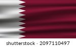 vector wavy flag of qatar. | Shutterstock .eps vector #2097110497