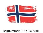 grunge norway flag.brush stroke ... | Shutterstock .eps vector #2152524381