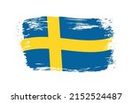 grunge sweden flag.brush stroke ... | Shutterstock .eps vector #2152524487