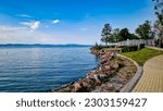 Small photo of Promenade around the Lake Balaton with path for walking or cycling.
