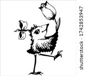 little cartoon bird in a hurry... | Shutterstock .eps vector #1742853947