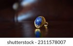 Small photo of Goldring with blue sapphire for jewelry