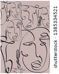 abstract face one line drawing. ... | Shutterstock .eps vector #1385334521