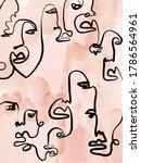 one line abstract faces drawing ... | Shutterstock .eps vector #1786564961