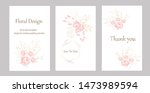vector cards with roses leaves... | Shutterstock .eps vector #1473989594